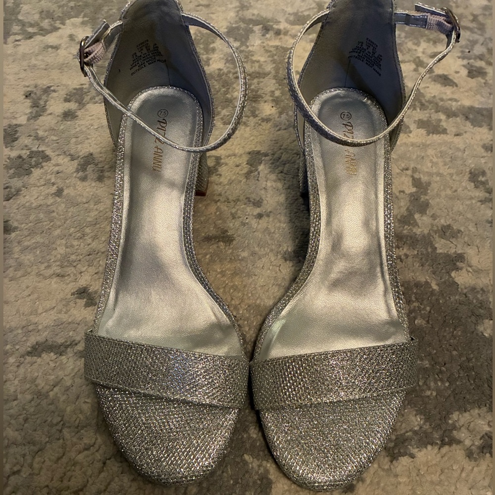 Lucky Brand Silver Ankle Strap Heels